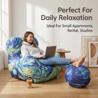 Ensemble de fauteuils modernes extensibles capitonnés, fauteuil individuel créatif avec motif imprimé artistique
