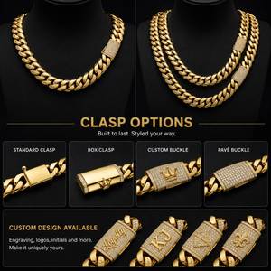 Collier Chaîne Maille Cubaine Miami Unisexe en Laiton Plaqué Or 14K 18K 24K avec Zircon Géométrique, Bijoux Hip Hop de Luxe en Gros - Product Image 5
