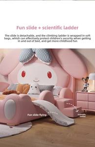 Lit mignon princesse pour enfants, grand lit de style français, lit <span class=keywords><strong>My</strong></span> Melody avec garde-corps, toboggan et rangement - Product Image 4