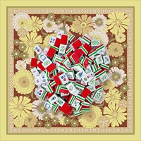 Tapis de jeu floral en acrylique rouge lourd de 30 mm (1-3/16 po) à 4 couches, gravé, motif prairie d'automne, pour Mahjong américain, 160 tuiles