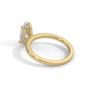 แหวนหมั้นเพชรทรงมาร์คีส์แบบคลาสสิกสั่งทำพิเศษ เพชรเพาะเลี้ยง ทองคำ 10k 14k สีเหลือง ประดับด้วยวงแหวนรอบนอกแบบซ่อน ดีไซน์หรูหราสำหรับงานแต่งงาน - Product Image 2