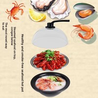 Marmite à vapeur pour fruits de mer, cuiseur vapeur électrique multifonctionnel commercial avec pot en céramique, 2800W, garantie 3 ans, pour la restauration