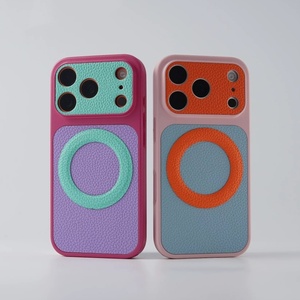 Étui de téléphone magnétique en cuir PU tendance pour iPhone 18 17 16 15 14 13 Pro Max, compatible avec la charge sans fil, coque arrière de protection antichoc - Product Image 5