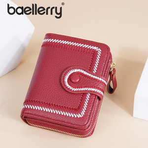 กระเป๋าสตางค์ผู้หญิง Baellerry สีแดง ปักลาย ตัวล็อคแบบซิป พกพาสะดวก ใช้ได้ทุกวัน - Product Image 1