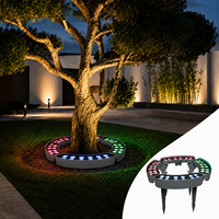 Lampu Cincin Pohon Palem RGBW Outdoor 12W 12V IP67 Tahan Air Dengan Remote Control untuk Pencahayaan Lanskap dan Dekorasi Natal