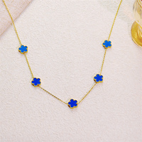 Collar de Cadena con Colgante de Trébol de Cinco Hojas, Simple y Elegante, de Acero Inoxidable para Mujer