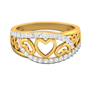 Anello Delicato a Cuore Cavo per Donne, Fede Nuziale Creativa con Cuori Intrecciati, Gioiello Romantico per Uso Quotidiano e Feste - Product Image 1