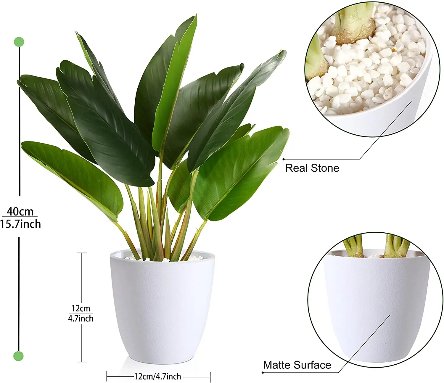 Artificial Bird of Paradise Plant Faux Plant in White Pot for Home Decor Indoor Artificial Potted Plants for House Office Room