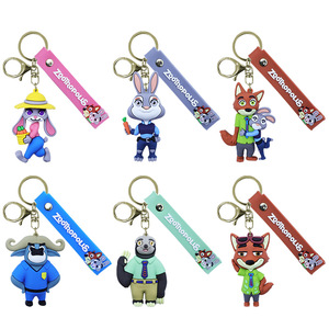 Nouveau style 2026, vente en gros, porte-clés Zootopia Crazy Animal City en PVC et caoutchouc, mignon dessin animé Judy Nick, pendentif de sac pour couple - Product Image 5
