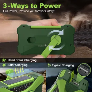 Outdoor Emergency Solar Hand Crank Radio Built-In Charging Line Rechargeable Weather Radio