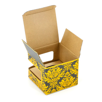 Ensemble de boîtes en carton ondulé imprimées sur mesure avec fenêtre, motif damassé, pour verres à shot et bouteilles, avec insert