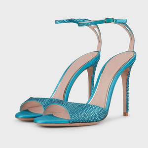 Zapatos de Tacón Alto con Pedrería y Punta Abierta, Nuevos y Modernos, para Mujer, Elegantes - Product Image 1