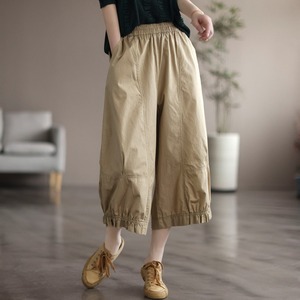 Nuovi Pantaloni Estivi 2026 a Vita Alta in Puro Cotone, Gamba Larga, Stile Giapponese Mori Girl, Casual e <span class=keywords><strong>Cropped</strong></span> - Product Image 1