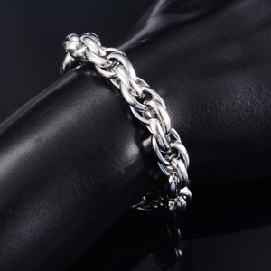 Bracelet épais en acier inoxydable style punk avec chaîne en corde pour femmes et hommes, bijou de cheville, bracelet de poignet ou de main en métal - Product Image 5