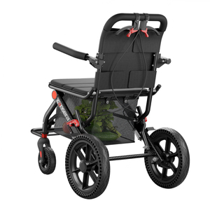 Fauteuil roulant pliable en alliage d'aluminium léger avec roues alvéolées de 12 pouces, coussin de siège en maille respirante et panier, capacité de 100 kg - Product Image 4