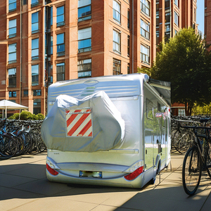 <span class=keywords><strong>Housse</strong></span> de protection universelle imperméable <span class=keywords><strong>pour</strong></span> porte-vélos de <span class=keywords><strong>camping</strong></span>-<span class=keywords><strong>car</strong></span>, noire/grise, grande taille, avec protection UV, en polyester Oxford, OEM - Product Image 3