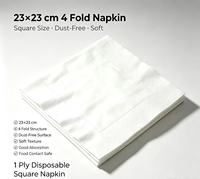 Serviettes en papier Airlaid en pâte de bois vierge imprimées avec logo personnalisé, carrées 23x23cm, 4 plis, 1 couche, style sac, sans poussière, jetables pour restaurant