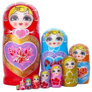 Russian Dolls Matryoshka Pyrography Style Handmade In Russian Federation Wooden Nesting Dolls Folk Art And Crafts