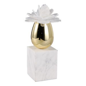 Scultura floreale moderna con base in marmo, statua decorativa per casa, ufficio, bagno, mensola, decorazione per interni - Product Image 2