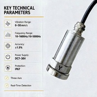 Capteur de vibration triaxial sans fil LoRa, transmetteur d'accélération 3 axes, transmission 5 km pour la surveillance des moteurs et des roulements