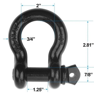 Manilles à anneau en D de 3/4 pouces, capacité de 57000 lb, avec goupille à vis à tête carrée pour ATV, SUV, camion, UTV - Product Image 4