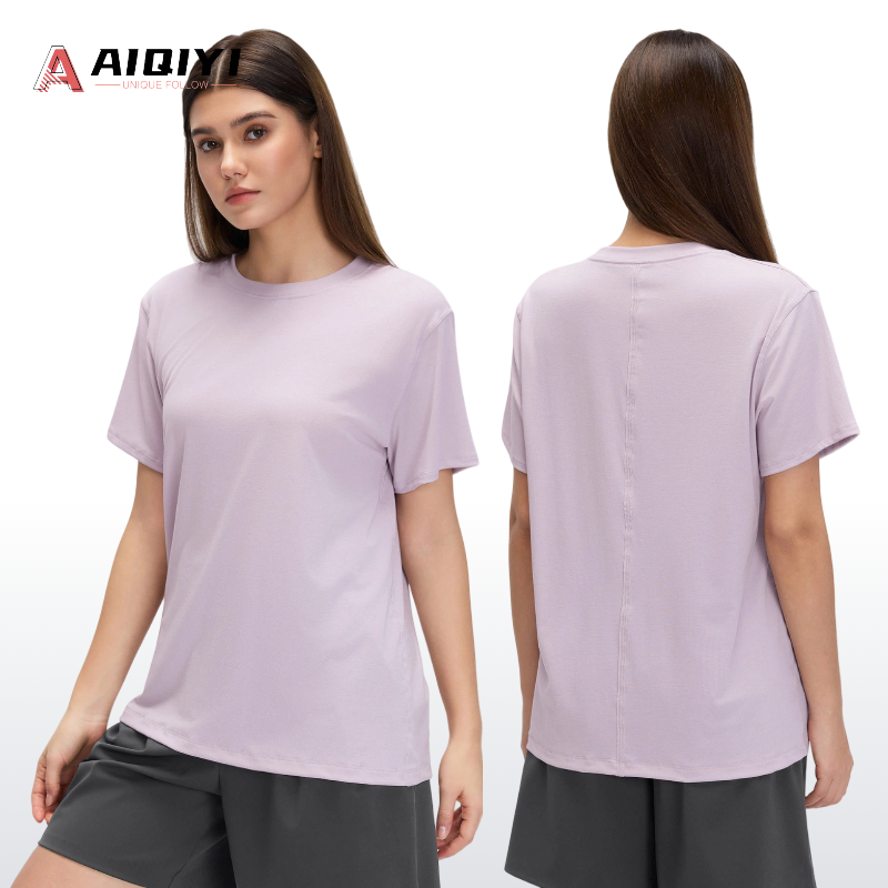 D26088 Loose Sports Short-sleeved Women's Round Neck Casual Breathable Top Running Fitness Yoga Clothes T-shirt