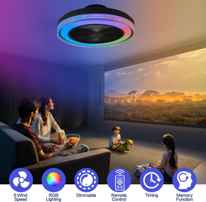 インテリジェント北欧スピーカーRGB可変周波数サイレント統合天井ファンライトオーディオ付きレストラン用リビングルーム - Product Image 3