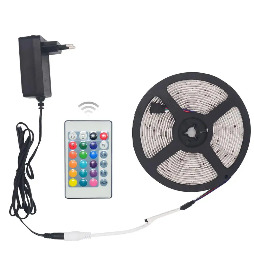 LED strip light 10m 60 LEDs m rgb Color 5050SMD Flexible LED ribbon 12 V power supply 2A warm white white red blue green