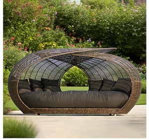 Mobilier <span class=keywords><strong>Jardin</strong></span> Extérieur Design Moderne Grand <span class=keywords><strong>Rond</strong></span> en Rotin Osier Chaise Longue pour Hôtels et Parcs - Product Image 5