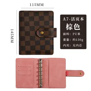 wholesale croc trifold checked PU leather cash a7 size binder wallet with change purse