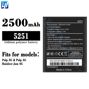Vente en gros usine – Batteries 2500 mAh 5251 100 % neuves, 0 cycle, pour Wiko <span class=keywords><strong>Pulp</strong></span> 3G, <span class=keywords><strong>Pulp</strong></span> <span class=keywords><strong>4G</strong></span>, Rainbow Jam <span class=keywords><strong>4G</strong></span> - Product Image 2