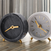 Réveil de bureau traditionnel en marbre, mouvement à quartz, décoration créative pour bureau et bibliothèque - Idéal pour anniversaires