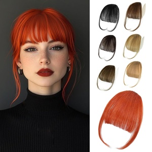 Flequillo Postizo Natural de Cabello Humano 100% con Clip, Patillas Tejidas a Mano para Mujer, Extensión de Línea de Cabello y Patillas, Multicolor - Product Image 1