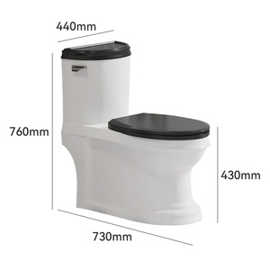 Inodoro retro Aivijia negro con descarga sifónica lateral, de cerámica, de una pieza, para el hogar. - Product Image 1