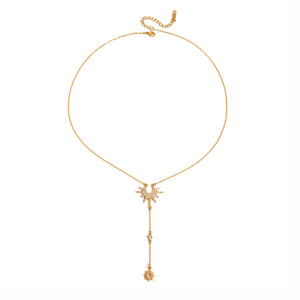 Collier Pendentif Femme en Acier Inoxydable avec Chaîne en Bambou et Strass Blancs, Style Chic Européen-Américain, Niche Transfrontalière - Product Image 5