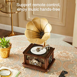 Gramófono Retro Mini Personalizado de Fábrica, Tocadiscos Inalámbrico BT, Decoración de Escritorio para el Hogar, Reproductor de Discos de Madera, Portátil, Funciona con Batería - Product Image 4