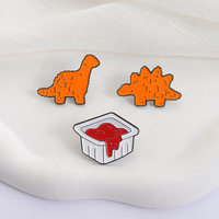 Nouveau dessin animé créatif mignon roman en forme de dinosaure pépites de poulet biscuits Sauce tomate émail doux épinglette