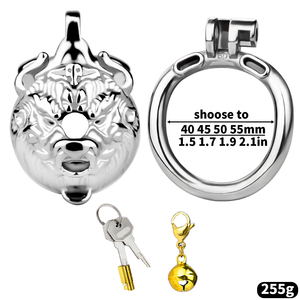 FRRK Nuovo Gabbia di Castità Maschile Modello <span class=keywords><strong>Animale</strong></span> con Campanello in Acciaio Inossidabile per Bondage del Pene - Product Image 6