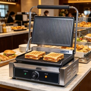 Grill panini électrique commercial 1800W <span class=keywords><strong>en</strong></span> acier inoxydable, presse à sandwich double face - Product Image 1