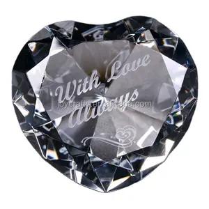 With Love Always Clear Heart Shaped Crystal Paperweight