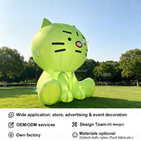 Mascotte de chat gonflable géant personnalisé en nylon vert pour la promotion en centre commercial en extérieur