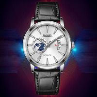 Montre mécanique pour homme avec logo personnalisé OEM, design unique, chronographe automatique, montre-bracelet avec aiguille, bracelet en cuir véritable de 22 mm