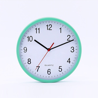 Horloge murale ronde en plastique à quartz personnalisée, 10 pouces, à piles, promotionnelle, pour la décoration intérieure, vente chaude