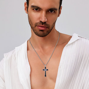 Kalung Perak Sterling 925 Merryshine Kristen Santo Benediktus, Liontin Salib Obsidian Hitam untuk Perlindungan Katolik - Product Image 5