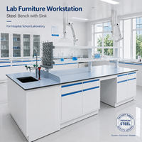 Banc de travail en acier pour hôpital et laboratoire, table de travail scolaire, mobilier de laboratoire, poste de travail de laboratoire avec évier