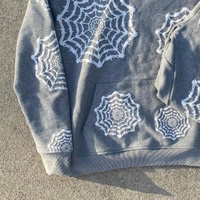 Ensemble sweat à capuche et jogging oversize pour homme, imprimé 3D effet relief toile d'araignée, streetwear, survêtement personnalisé, vente en gros