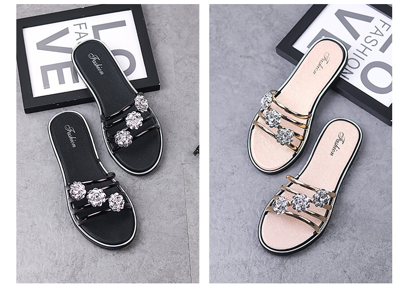 Summer Ladies Slippers Fashion Flower Beach Shoes Sandals Flat Casual Slides Sandals