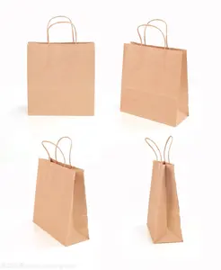Custom Cheap Wholesale Price Shopping White Custom Print Logo Twist Handle Kraft Paper Bag With Your Own Logo