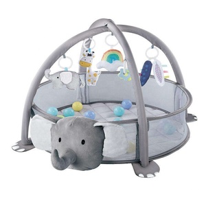 Tapis de jeu pliable 4-en-1 KSF en coton doux avec piscine à balles et côtés en maille pour bébés, centre d'activités intérieur, vente en gros - Product Image 1