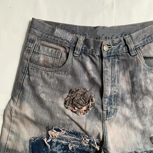 <span class=keywords><strong>Jeans</strong></span> a Gamba Larga da <span class=keywords><strong>Uomo</strong></span> SOONREE, <span class=keywords><strong>Grigio</strong></span> Lavato, Design Personalizzato con Patchwork Ricamato, Pantaloni in Denim Y2K Streetwear OEM ODM - Product Image 3